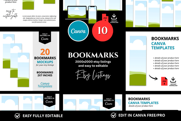 10 Bookmark Etsy Mockup Bundle: Elevate Your Shop Listings
