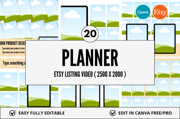 20 Planner Etsy Video Mockup: Professional Visuals