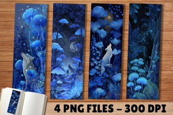 Blue Magic Mushroom Wolf Art Bookmark: A Designer's Guide