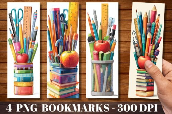 Charming Printable Bookmarks: The School Supplies Teacher Pencil Bookmark Set
