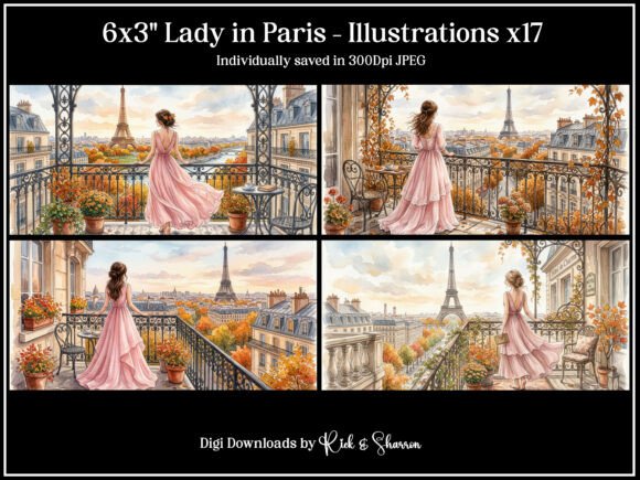 Enchanting Lady in Paris Illustrations for Creative Projects