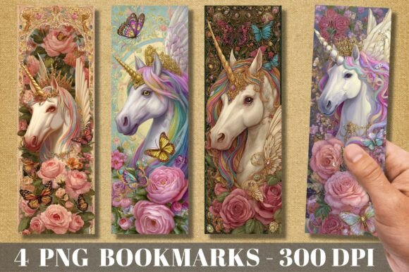 Royal Rose Unicorn Fantasy PNG Bookmark: Elevate Your Reading Experience
