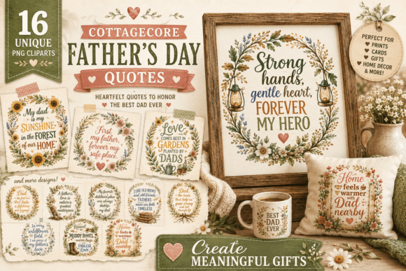 Rustic Charm for Dad: Cottagecore Fatherβs Day Quotes PNG