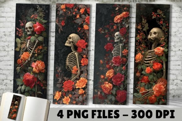 Skeleton Aesthetic Vintage Rose Bookmark: A Designer's Asset